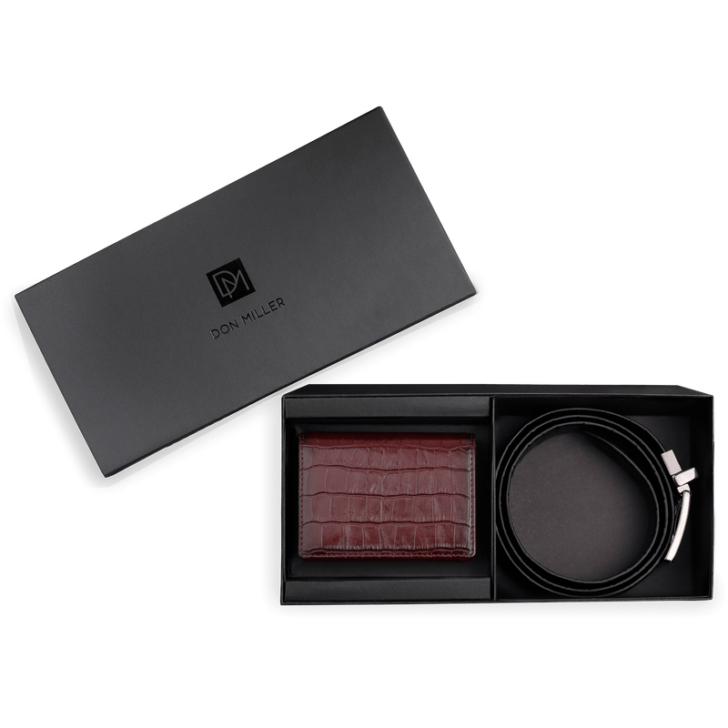 Adrian Croco Reversible Formal Leather Belt & Urban Croco Duofold Gift Set - Don Miller